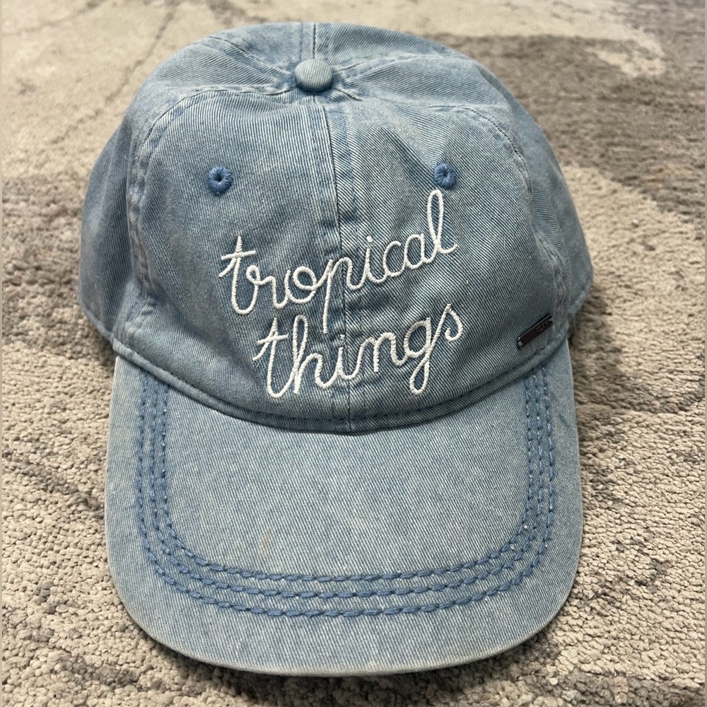 Roxy Blue Denim Cap with Embroidered Text